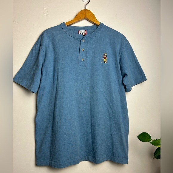Disney Design Vintage 80s Blue goofy Embroidery T-Shirt Short Sleeve Size S/M - Picture 1 of 13